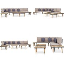 Salon de jardin 7 places avec coussins Acacia solide Marron - Salon De Jardin - Meubles De Jardin - Mobilier De Jardin - Set De Salon De Jardin