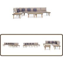 Salon de jardin 7 places avec coussins Acacia solide Marron - Salon De Jardin - Meubles De Jardin - Mobilier De Jardin - Set De Salon De Jardin
