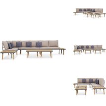 Salon de jardin 7 places avec coussins Acacia solide Marron - Salon De Jardin - Meubles De Jardin - Mobilier De Jardin - Set De Salon De Jardin