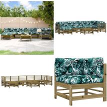 Salon de jardin 8 pcs avec coussins bois de pin imprégné - Salon De Jardin - Mobilier De Jardin - Ensemble Salon - Meubles De Jardin - Set Salon
