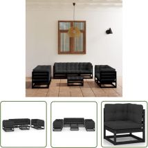 Inlife Salon de jardin 8 pcs avec coussins Bois de pin massif