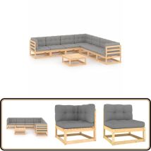 Salon de jardin 8 pcs avec coussins Bois de pin massif - Salon De Jardin - Mobilier De Jardin - Meubles De Jardin - Set De Salon De Jardin - Salon En