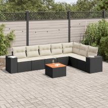 Salon de jardin 8 pcs avec coussins noir résine tressée - Vidaxl