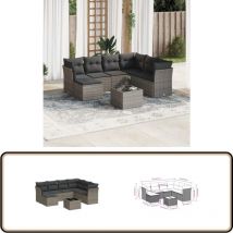 Salon de jardin 8 pcs avec coussins gris résine tressée - Ensemble Salon De Jardin - Meuble De Jardin - Salon De Jardin Design - Mobilier De Jardin