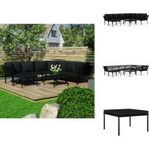 Salon de jardin 8 pcs avec coussins Noir pvc - Meubles De Jardin - Salon De Jardin - Mobilier Extérieur - Set De Salon De Jardin - Table Basse