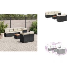 Salon de jardin 8 pcs avec coussins noir résine tressée - Salon De Jardin - Meuble De Jardin - Mobilier Extérieur - Salon D'extérieur - Set De Salon
