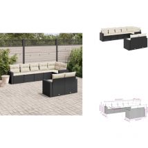Salon de jardin 8 pcs avec coussins noir résine tressée - Salon De Jardin - Meuble De Jardin - Mobilier Extérieur - Salon D'extérieur - Set De Salon