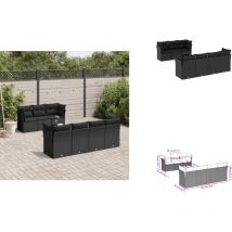 Salon de jardin 8 pcs avec coussins noir résine tressée - Salon De Jardin - Mobilier De Jardin - Set Salon De Jardin - Résine Tressée - Rotin