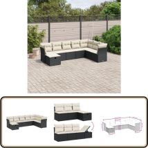 Salon de jardin 8 pcs avec coussins noir résine tressée - Salon De Jardin - Mobilier Extérieur - Salon D'extérieur - Set De Salon - Canapé D'extérieur