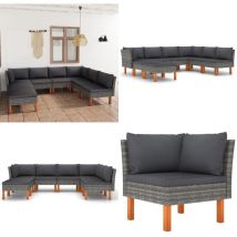 Salon de jardin 8 pcs avec coussins Résine tressée Gris - Salon De Jardin - Mobilier De Jardin - Set De Salon De Jardin - Canapé De Jardin - Résine