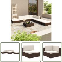 The Living Store Salon de jardin 8 pcs avec coussins Résine tressée Marron - Salon De Jardin - Mobilier De Jardin - Set Salon De Jardin - Meubles En