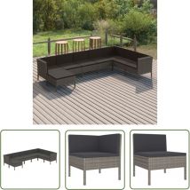 Inlife Salon de jardin 8 pcs avec coussins Résine tressée Gris