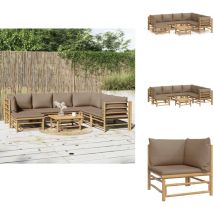 Salon de jardin 8 pcs avec coussins taupe bambou - Salon De Jardin - Mobilier De Jardin - Ensemble Salon - Ensemble De Meubles De Jardin - Bamboos