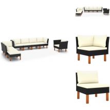 Salon de jardin 8 pcs Résine tressée et bois d'eucalyptus Noir - Salon De Jardin - Mobilier De Jardin - Set De Salon De Jardin - Meubles De Jardin