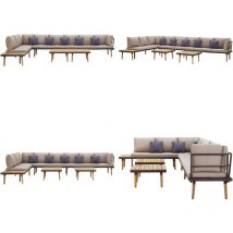 Salon de jardin à 8 places avec coussins Bois d'acacia solide - Salon De Jardin - Meubles De Jardin - Mobilier De Jardin - Set De Salon De Jardin
