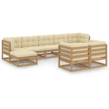 Salon de jardin 9 pcs avec coussins Marron miel Bois de pin Vidaxl marron miel