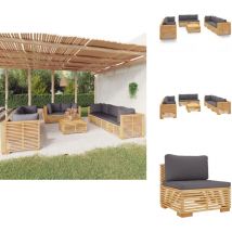 Salon de jardin 9 pcs avec coussins Bois de teck solide - Salon De Jardin - Meubles De Jardin - Set De Salon De Jardin - Meubles En Teck - Mobilier