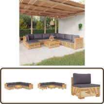 Salon de jardin 9 pcs avec coussins Bois de teck solide - Salon De Jardin - Meubles De Jardin - Set De Salon De Jardin - Terrasse - Jardin