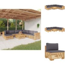 Salon de jardin 9 pcs avec coussins Bois de teck solide - Salon De Jardin - Meubles De Jardin - Set De Salon De Jardin - Terrasse - Jardin