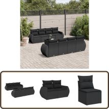 Salon de jardin 9 pcs avec coussins noir résine tressée - Ensemble Salon De Jardin - Salon De Jardin Moderne - Meuble De Jardin - Mobilier De Jardin