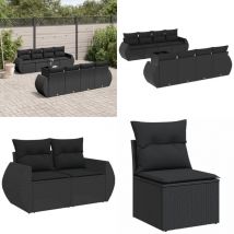 Salon de jardin 9 pcs avec coussins noir résine tressée - Ensemble Salon De Jardin - Salon De Jardin Moderne - Meuble De Jardin - Mobilier De Jardin