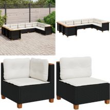 Salon de jardin 9 pcs avec coussins noir résine tressée - Salon De Jardin - Mobilier De Jardin - Salon Extérieur - Canapé D'extérieur - Set De Salon