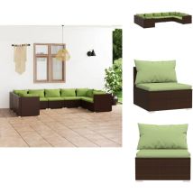Salon de jardin 9 pcs avec coussins Résine tressée Marron - Salon De Jardin - Meuble De Jardin - Ensemble De Meubles De Jardin - Mobilier De Jardin