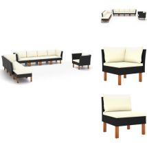 Salon de jardin 9 pcs Résine tressée et bois d'eucalyptus Noir - Salon De Jardin - Mobilier De Jardin - Set De Salon De Jardin - Meubles De Jardin