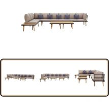 Salon de jardin à 8 places avec coussins Bois d'acacia solide - Salon De Jardin - Meubles De Jardin - Mobilier De Jardin - Set De Salon De Jardin