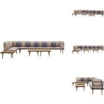Salon de jardin à 8 places avec coussins Bois d'acacia solide - Salon De Jardin - Meubles De Jardin - Mobilier De Jardin - Set De Salon De Jardin