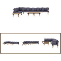 Salon de jardin à 8 places avec coussins Bois d'acacia solide - Salon De Jardin - Meubles De Jardin - Mobilier De Jardin - Set De Salon De Jardin