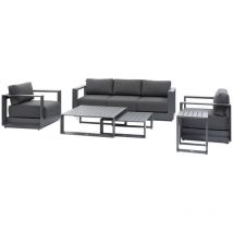Salon de jardin Allure graphite 5 places en aluminium et polyester - Hespéride