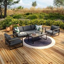 Avril Paris - Salon de jardin aluminium et polywood 5 Places couleur gris - vincennes