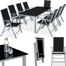 Salon de jardin aluminium 8 places - argent