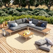 Salon de jardin angle en aluminium -design scandinave - bahia