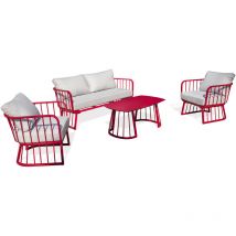 Dcb Garden - apolline - Salon de jardin 4 places en aluminium framboise - city garden