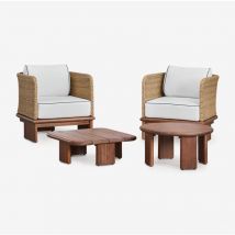 Salon de jardin avec 2 fauteuils et 2 tables basses en rotin et bois d'acacia Famara SKLUM