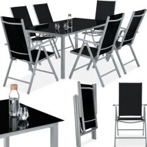 Salon de jardin aluminium 6 places - argent