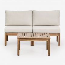 Salon de jardin avec canapé modulable 2 pièces et table basse en bois d'acacia Branson Sklum