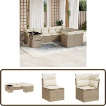 Salon de jardin avec coussins 10 pcs beige résine tressée - Ensemble Salon De Jardin - Meuble Extérieur - Mobilier De Jardin - Salon De Jardin Beige