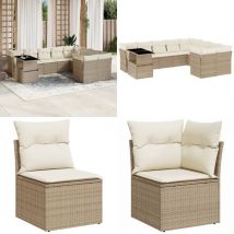 Salon de jardin avec coussins 10 pcs beige résine tressée - Ensemble Salon De Jardin - Meuble Extérieur - Mobilier De Jardin - Salon De Jardin Beige