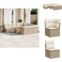 Salon de jardin avec coussins 13 pcs beige résine tressée - Ensemble Salon De Jardin - Mobilier De Jardin - Canapé Extérieur - Chaise Lounge - Set De