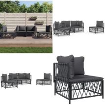 Salon de jardin avec coussins 4 pcs anthracite acier - Salon De Jardin - Mobilier De Jardin - Ensemble Salon De Jardin - Canapé D'extérieur - Canapé