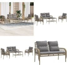 Vidaxl - Salon de jardin avec coussins 4 pcs beige résine tressée - Ensemble Salon De Jardin - Salon De Jardin Beige - Mobilier De Jardin - Meubles