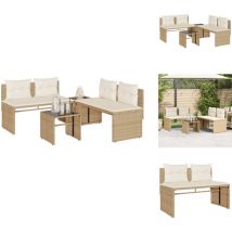 Salon de jardin avec coussins 4 pcs beige résine tressée - Ensemble Salon De Jardin - Salon De Jardin Beige - Mobilier De Jardin - Meubles De Jardin