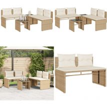 Salon de jardin avec coussins 4 pcs beige résine tressée - Ensemble Salon De Jardin - Salon De Jardin Beige - Mobilier De Jardin - Meubles De Jardin