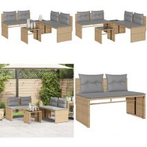 Salon de jardin avec coussins 4 pcs beige résine tressée - Ensemble Salon De Jardin - Salon De Jardin Beige - Mobilier De Jardin Résistant Aux