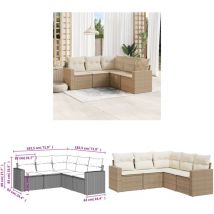 Salon de jardin avec coussins 5 pcs beige résine tressée - Canapé Jardin - Salon De Jardin - Mobilier Extérieur - Set De Jardin - Chaise Lounge
