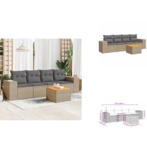 Salon de jardin avec coussins 5 pcs beige résine tressée - Salon De Jardin - Meuble De Jardin - Set Salon De Jardin - Mobilier Extérieur - Mobilier
