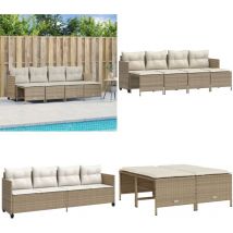 Salon de jardin avec coussins 5 pcs beige résine tressée - Salon De Jardin - Mobilier De Jardin - Salon Extérieur - Set De Salon De Jardin - Fauteuil